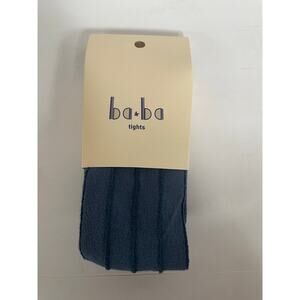 NWT Baba Kids Blue Knit Tights with Green Toe Size 5-6 Years
